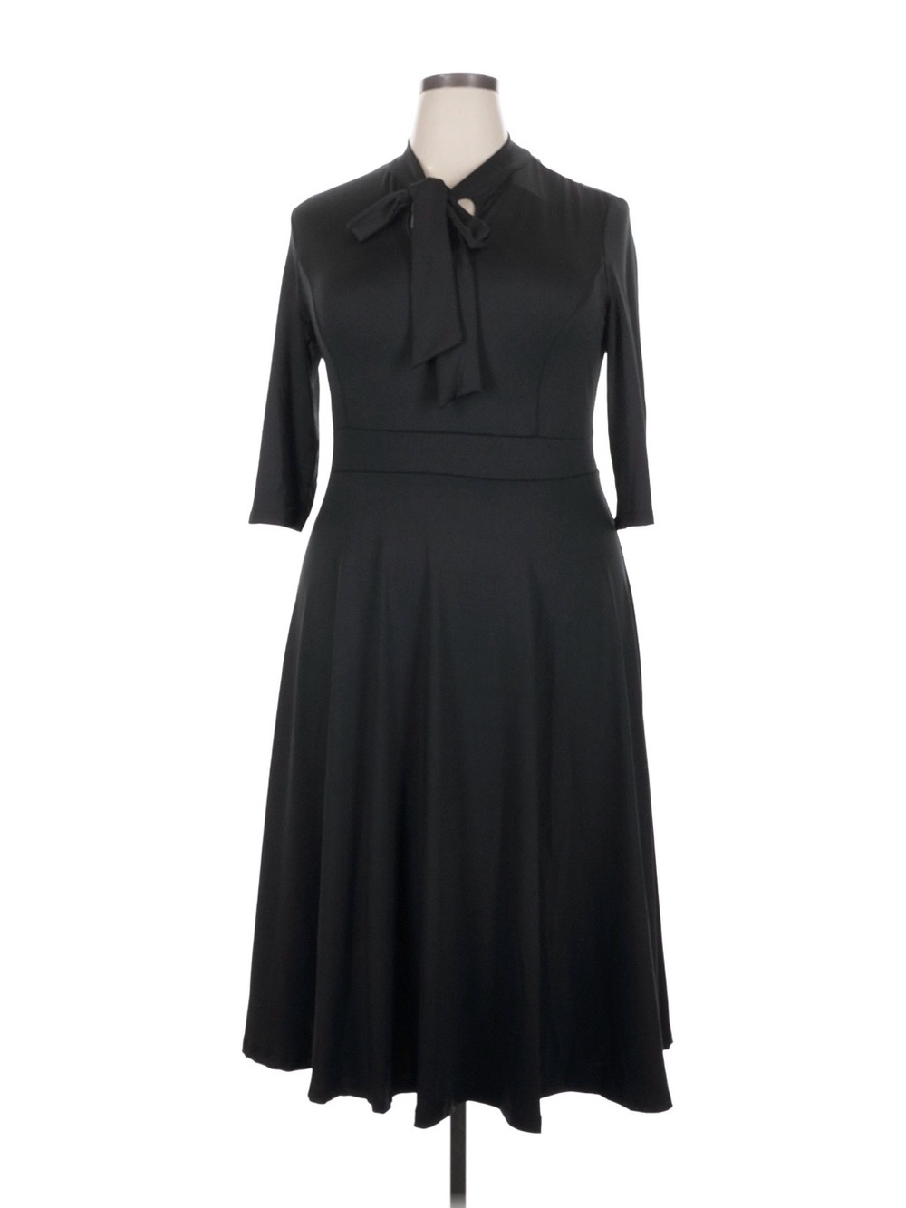 Angvns Women’s Neck Tie Black Dress - Black, XXL